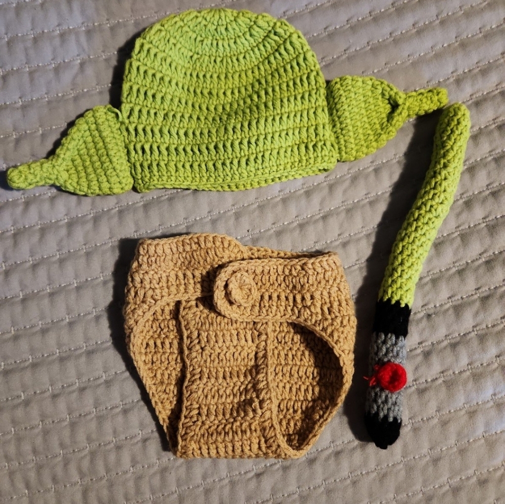 Handmade Baby Yoda Crochet Costume Set